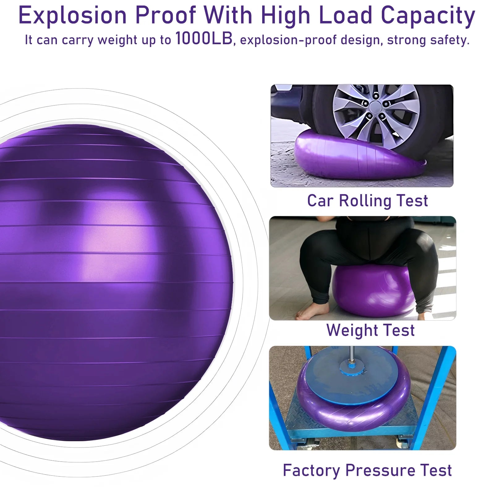 Exercise Ball Yoga Ball, 75Cm Large Anti-Burst Gym Grade Birthing Ball for Pregnancy, Fitness, Balance, Pilates Workout and Physical Therapy, Extra Thick Stability Balls with Quick Pump