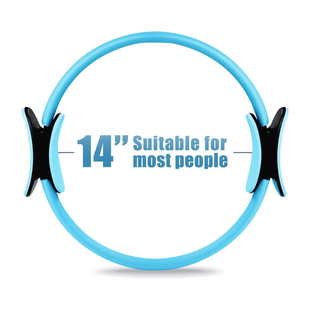 Pilates Ring 15" Fitness Circle - Lightweight & Enduring Foam Padded Handles | Flexible Resistance Exercise Equipment for Toning Arms, Thighs/Legs & Core, Black