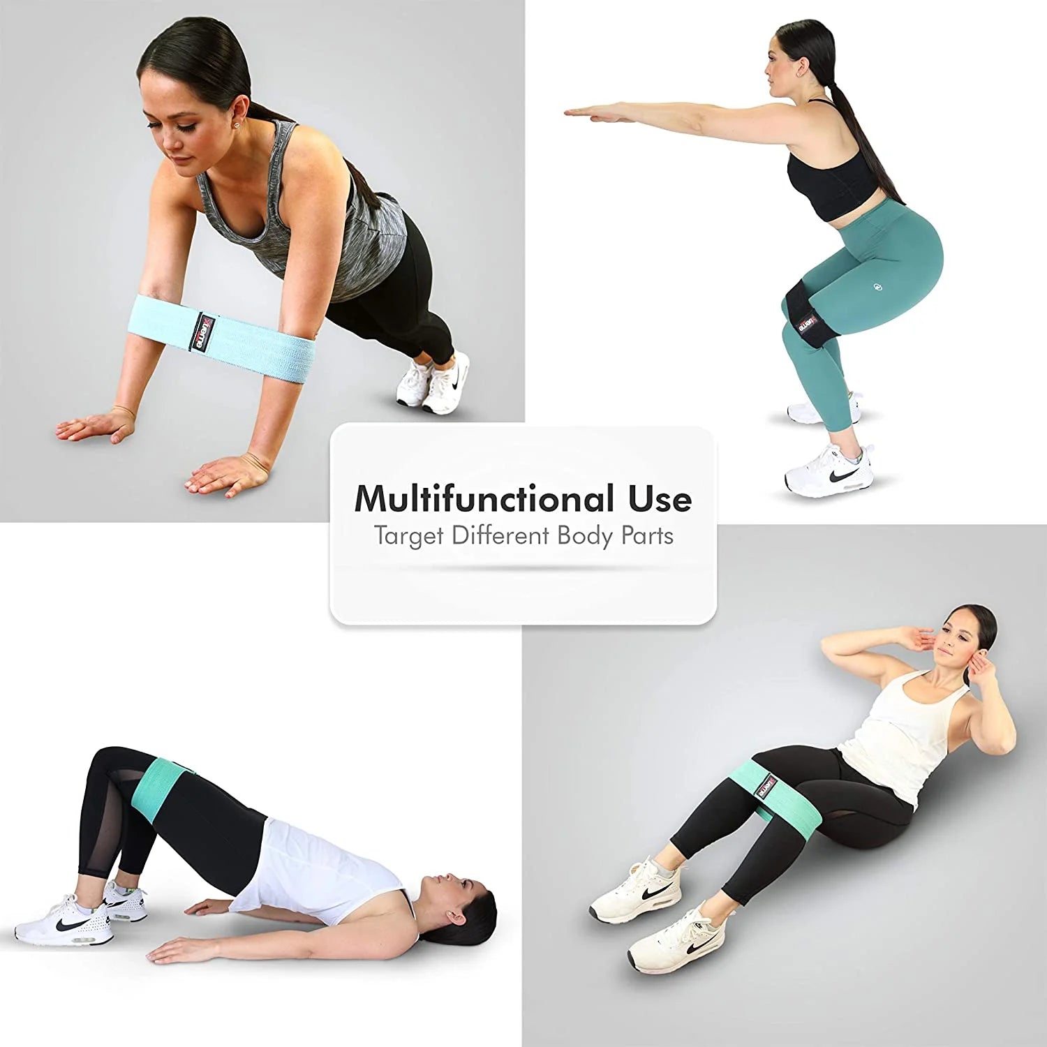 Fabric Resistance Bands Set, 3 Pack (Light, Medium, Heavy) Non-Slip Workout Bands